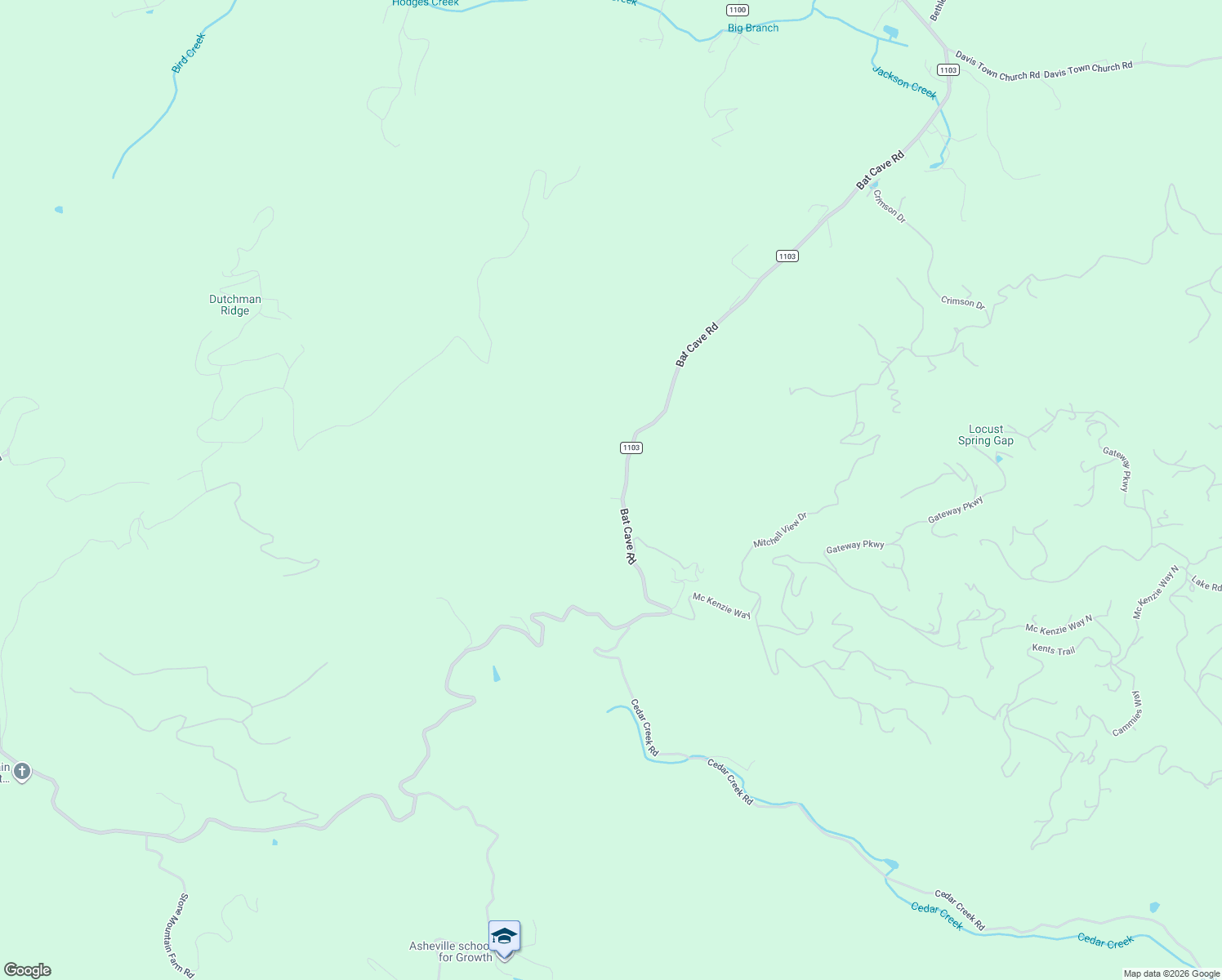 map of restaurants, bars, coffee shops, grocery stores, and more near 7044 Bat Cave Road in Old Fort