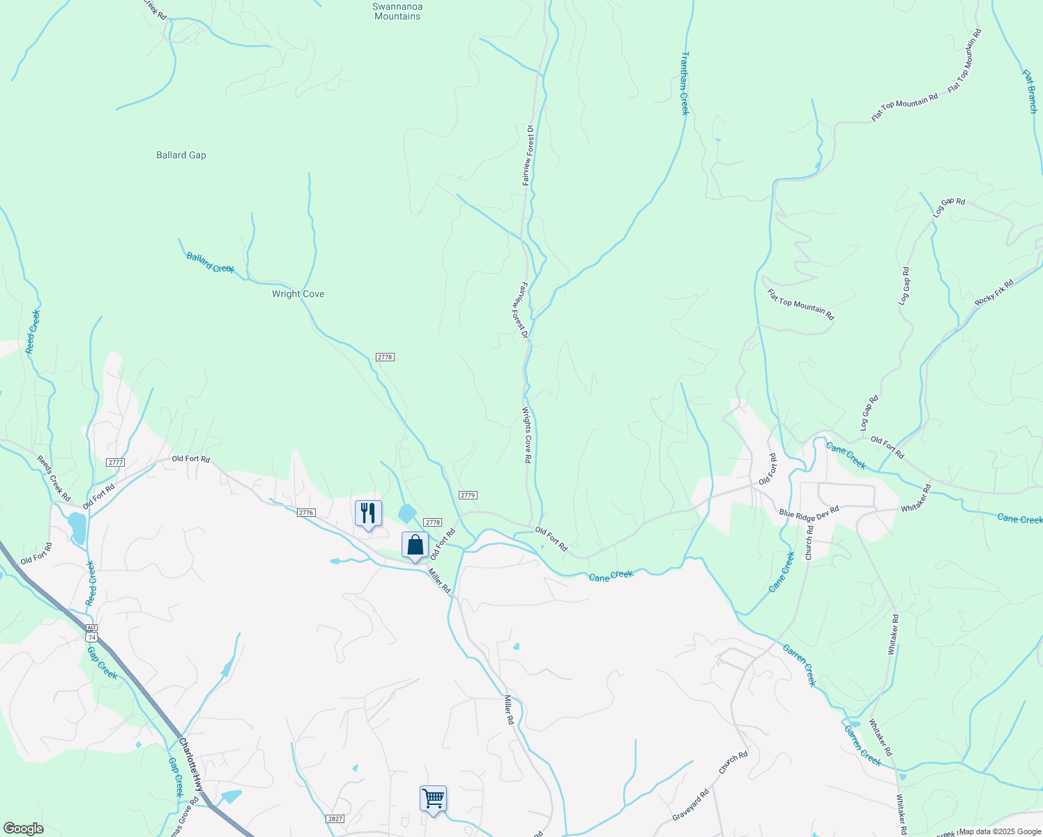 map of restaurants, bars, coffee shops, grocery stores, and more near 84 Wrights Cove Road in Fairview