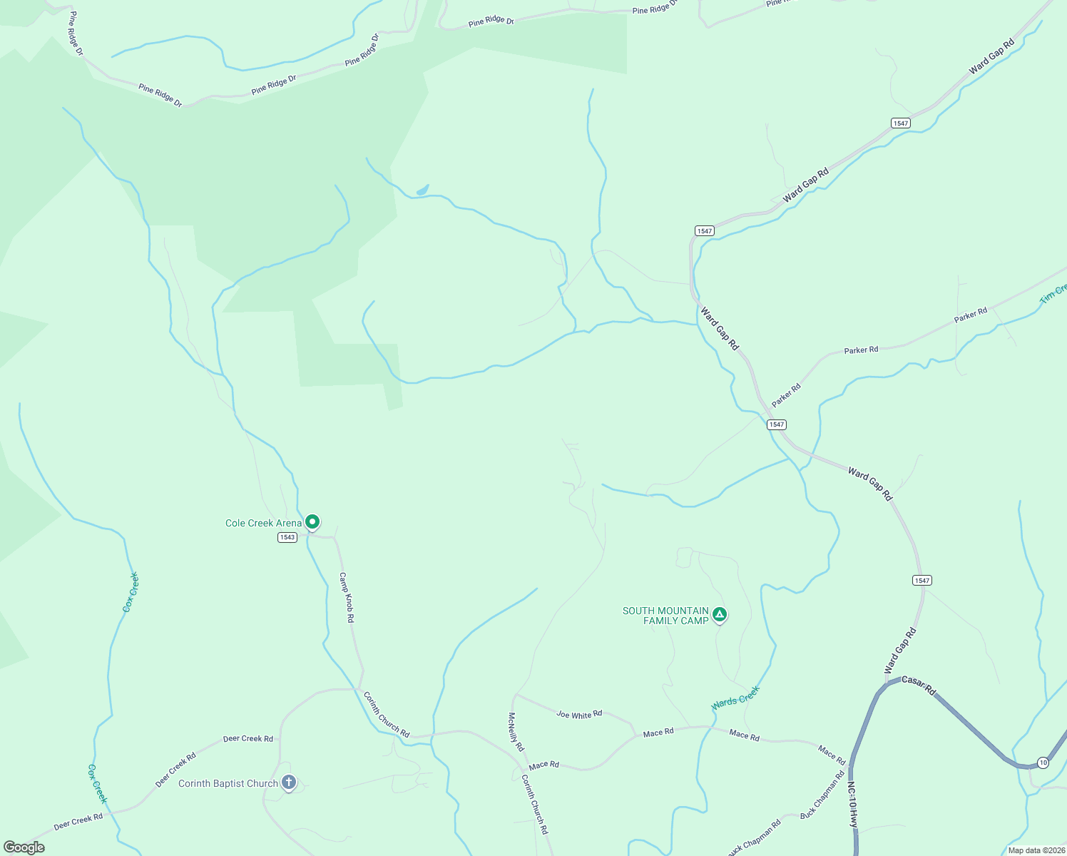 map of restaurants, bars, coffee shops, grocery stores, and more near 222 Judy Road in Casar