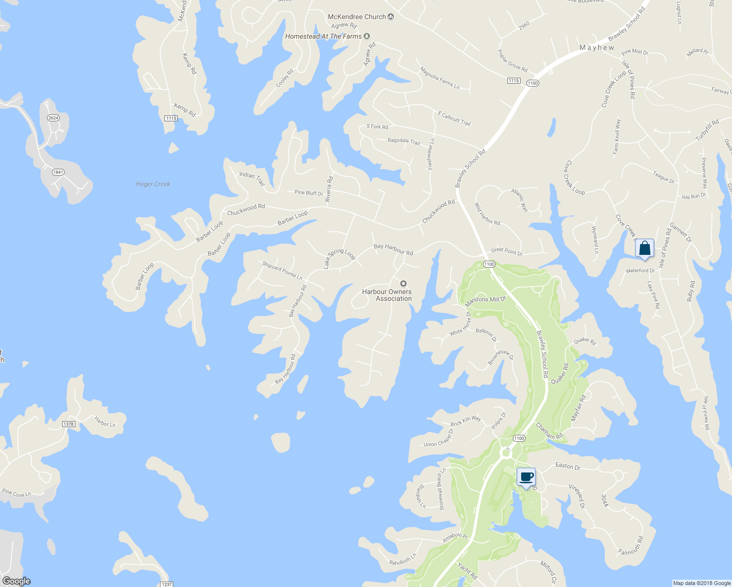 map of restaurants, bars, coffee shops, grocery stores, and more near Sunrise Circle in Mooresville