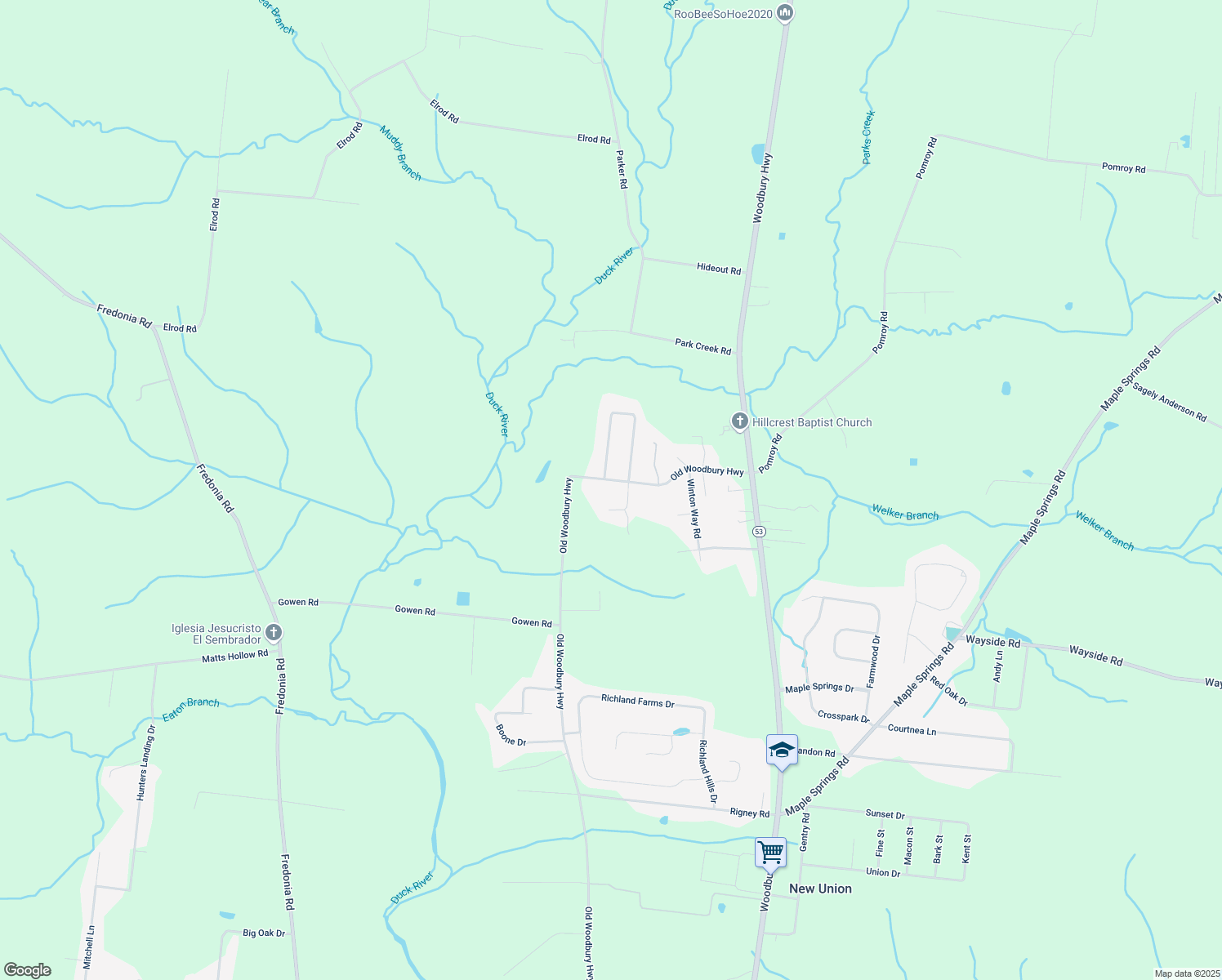 map of restaurants, bars, coffee shops, grocery stores, and more near 3096 Old Woodbury Hwy in Manchester