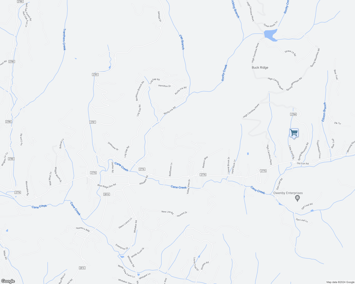 map of restaurants, bars, coffee shops, grocery stores, and more near 113 Guffey Mountain Road in Fairview