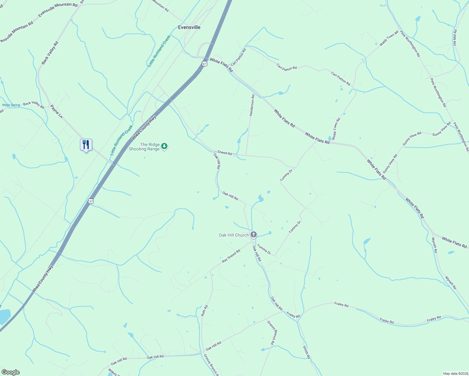 map of restaurants, bars, coffee shops, grocery stores, and more near 1191 Oak Hill Rd in Dayton