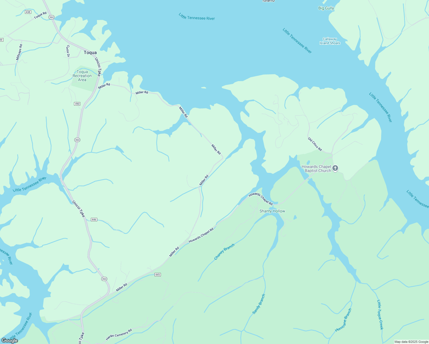 map of restaurants, bars, coffee shops, grocery stores, and more near 411 Miller Road in Vonore