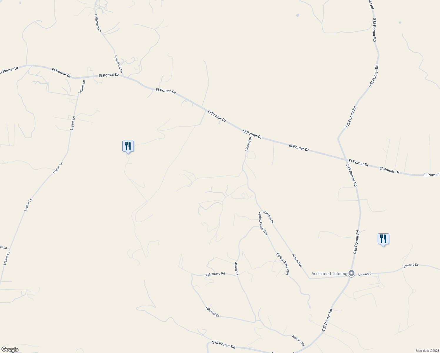 map of restaurants, bars, coffee shops, grocery stores, and more near Hermosa Road in San Luis Obispo County