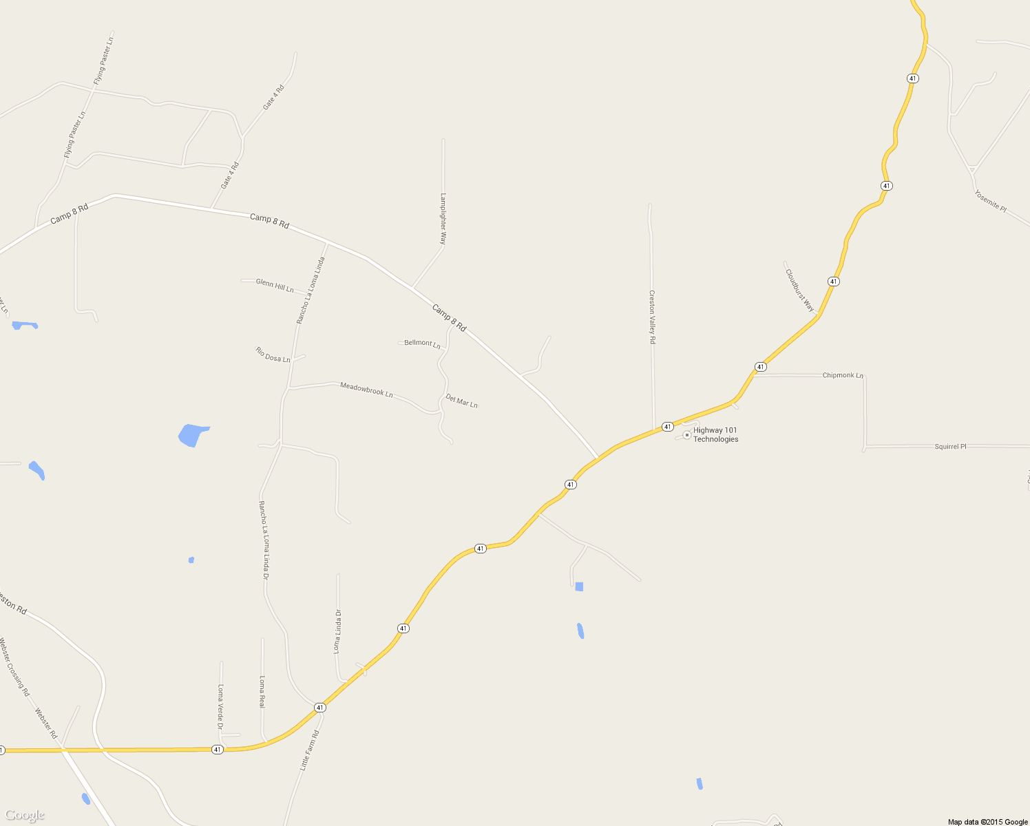 map of restaurants, bars, coffee shops, grocery stores, and more near 4385 Camp 8 Road in Paso Robles