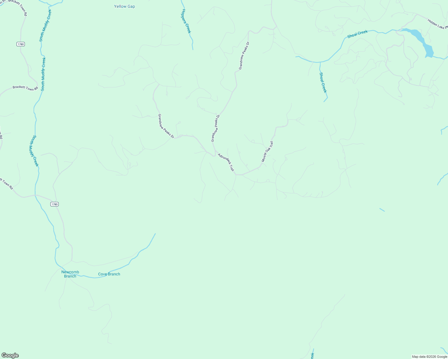 map of restaurants, bars, coffee shops, grocery stores, and more near 123 Woodgate Trail in Nebo