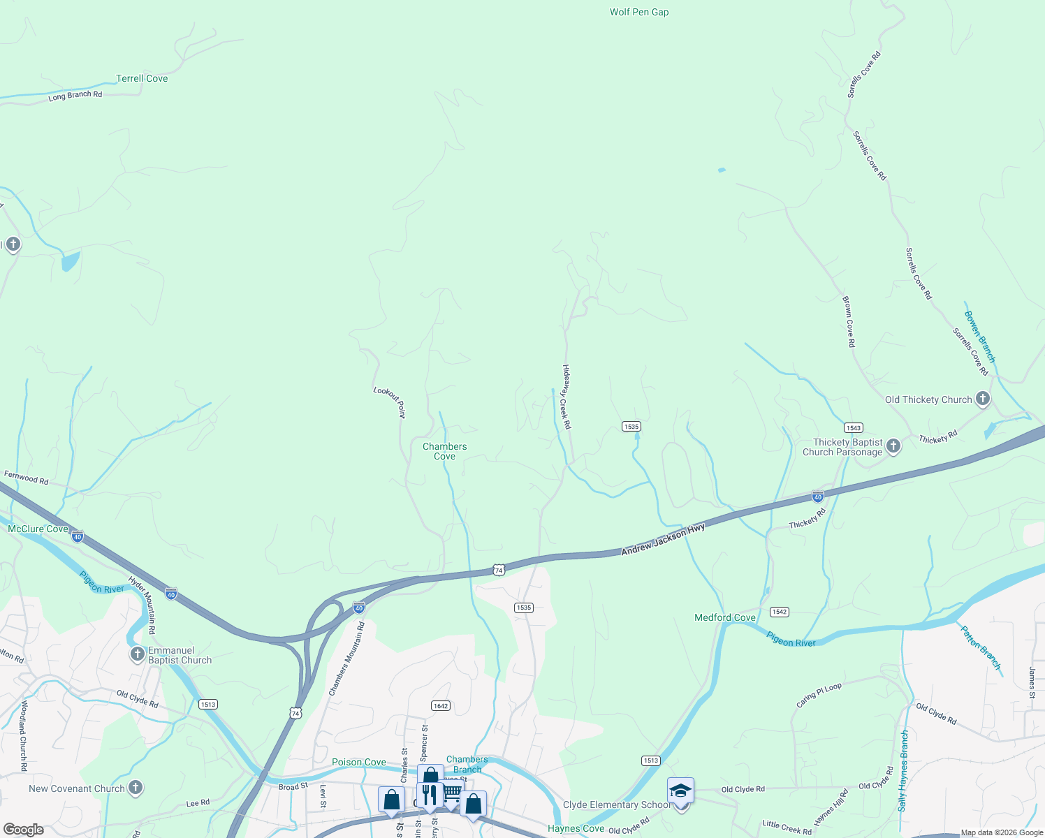 map of restaurants, bars, coffee shops, grocery stores, and more near 346 Wendy Way in Clyde