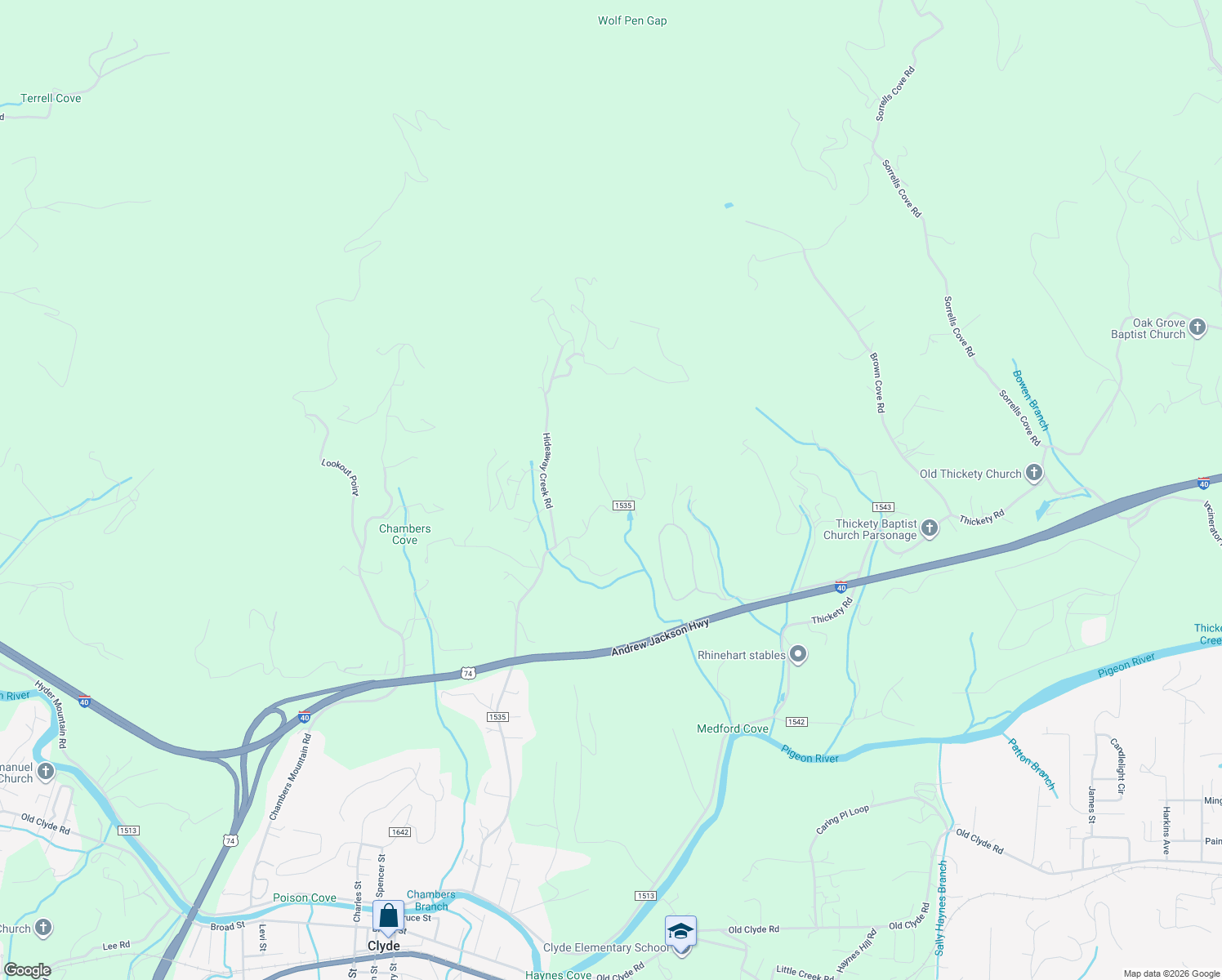 map of restaurants, bars, coffee shops, grocery stores, and more near 76 Crabapple Ridge in Clyde