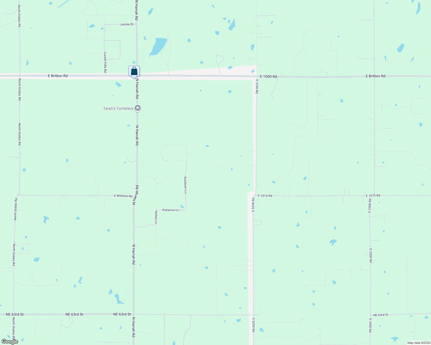 map of restaurants, bars, coffee shops, grocery stores, and more near 21700 Martin Road in Harrah