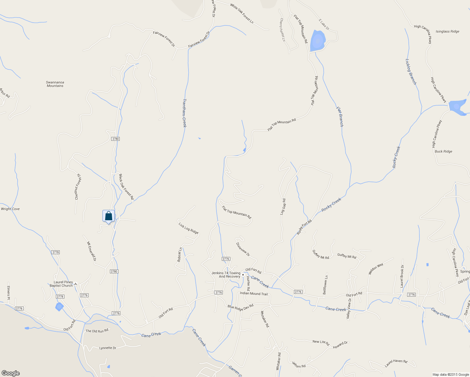 map of restaurants, bars, coffee shops, grocery stores, and more near 340 Flat Top Mountain Road in Fairview