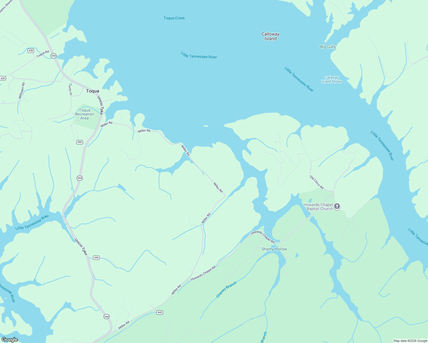 map of restaurants, bars, coffee shops, grocery stores, and more near 333 Miller Road in Vonore