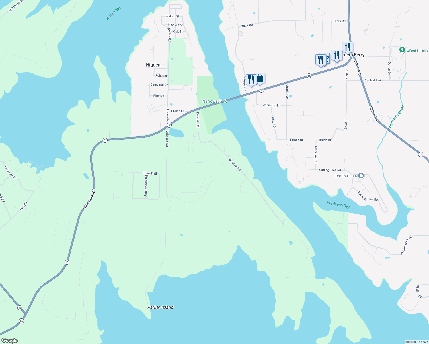map of restaurants, bars, coffee shops, grocery stores, and more near 250 Base Line Road in Higden