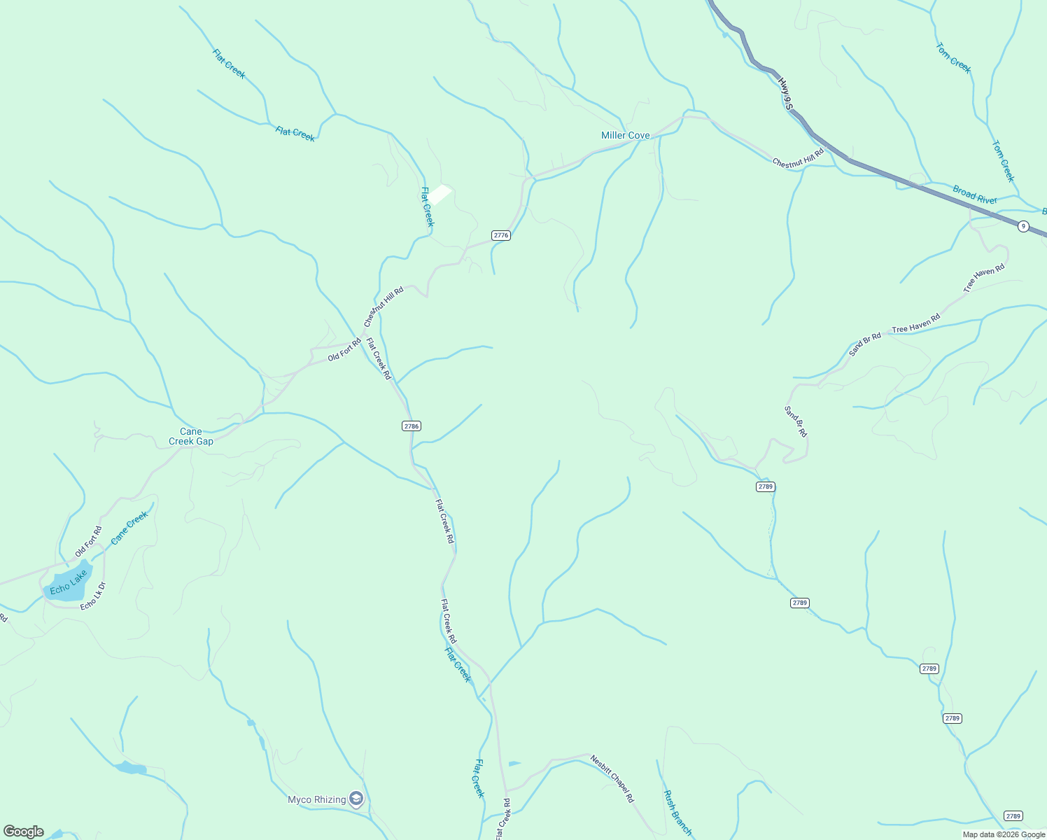 map of restaurants, bars, coffee shops, grocery stores, and more near 98 Flat Creek Road in Fairview