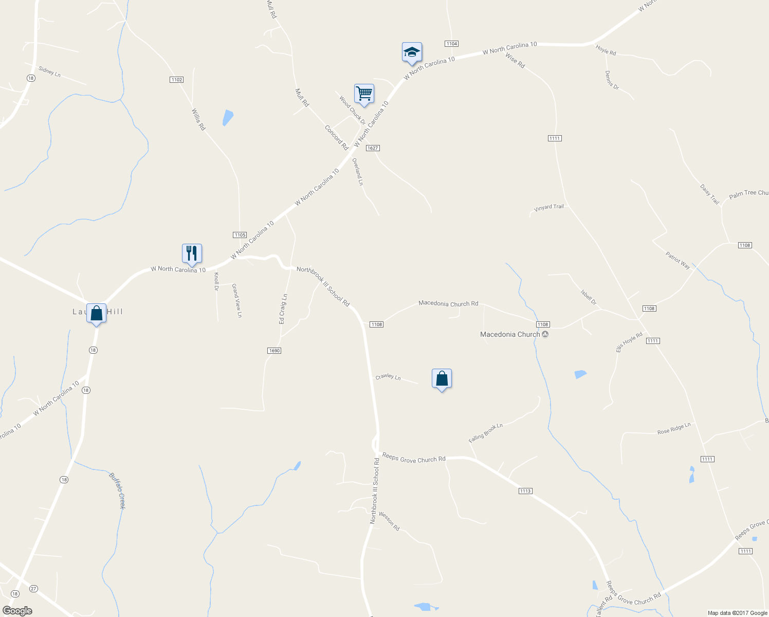 map of restaurants, bars, coffee shops, grocery stores, and more near 8458 Macedonia Church Road in Vale