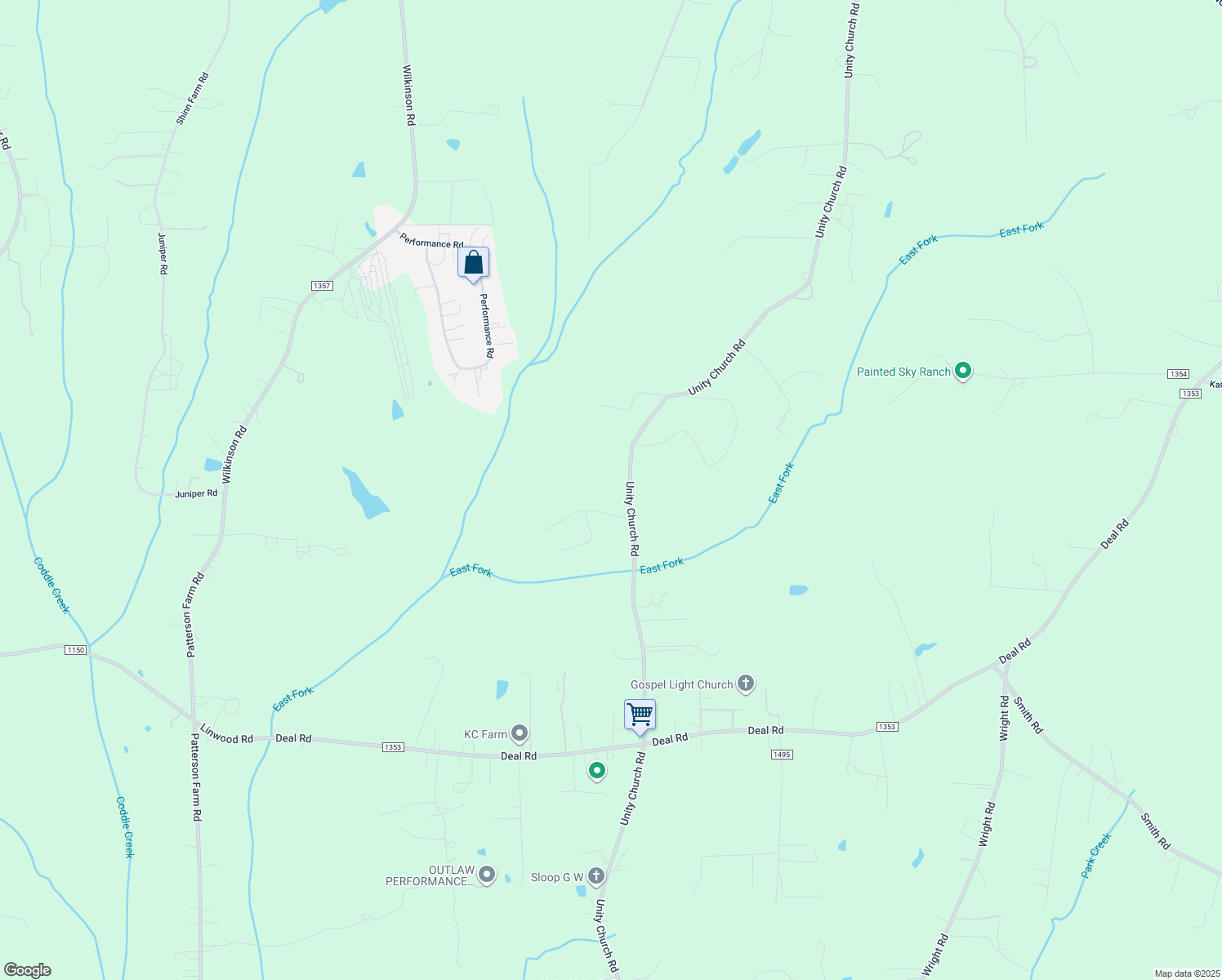 map of restaurants, bars, coffee shops, grocery stores, and more near 9475 Unity Church Road in Mooresville