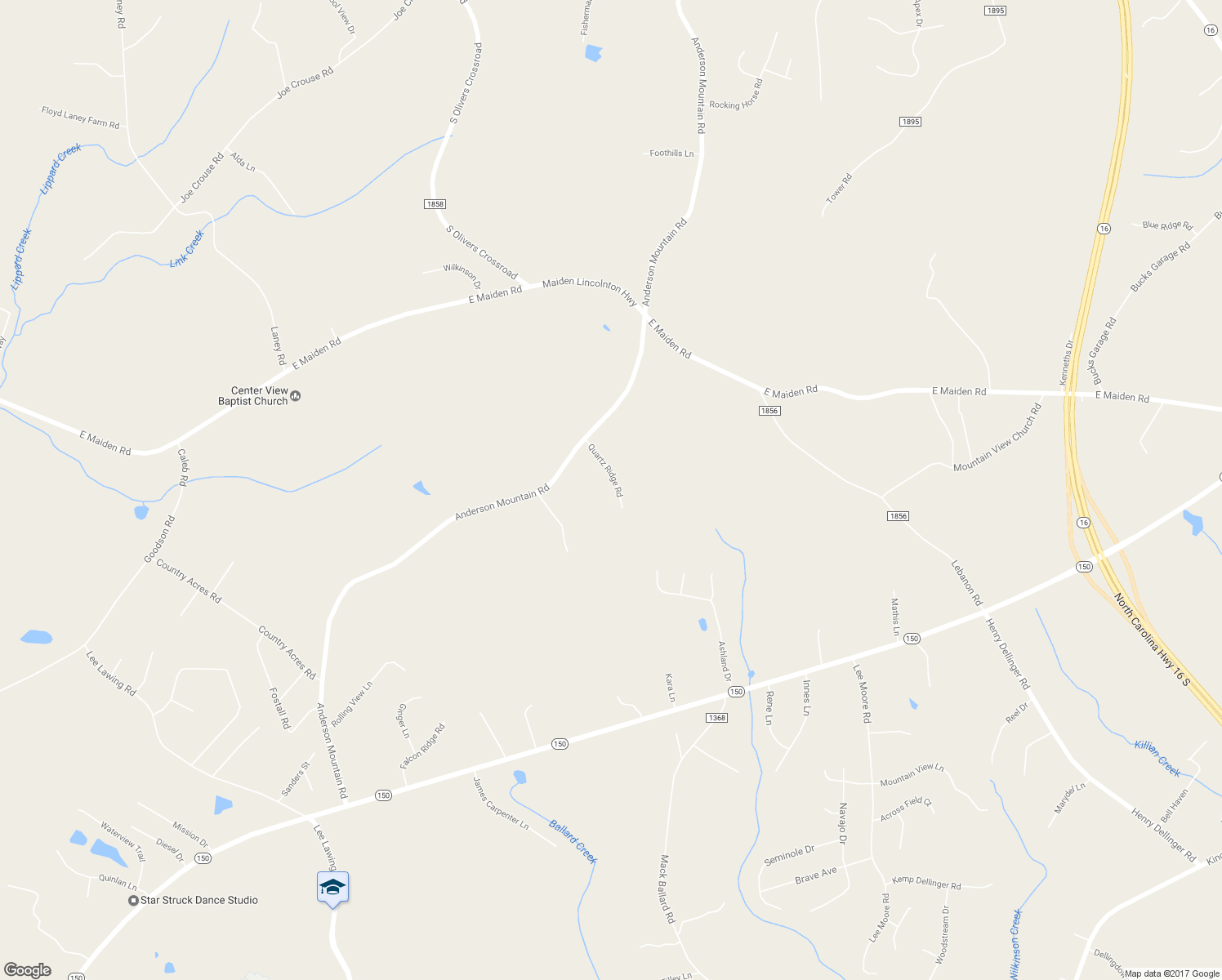 map of restaurants, bars, coffee shops, grocery stores, and more near 4915 Quartz Ridge Rd in Maiden