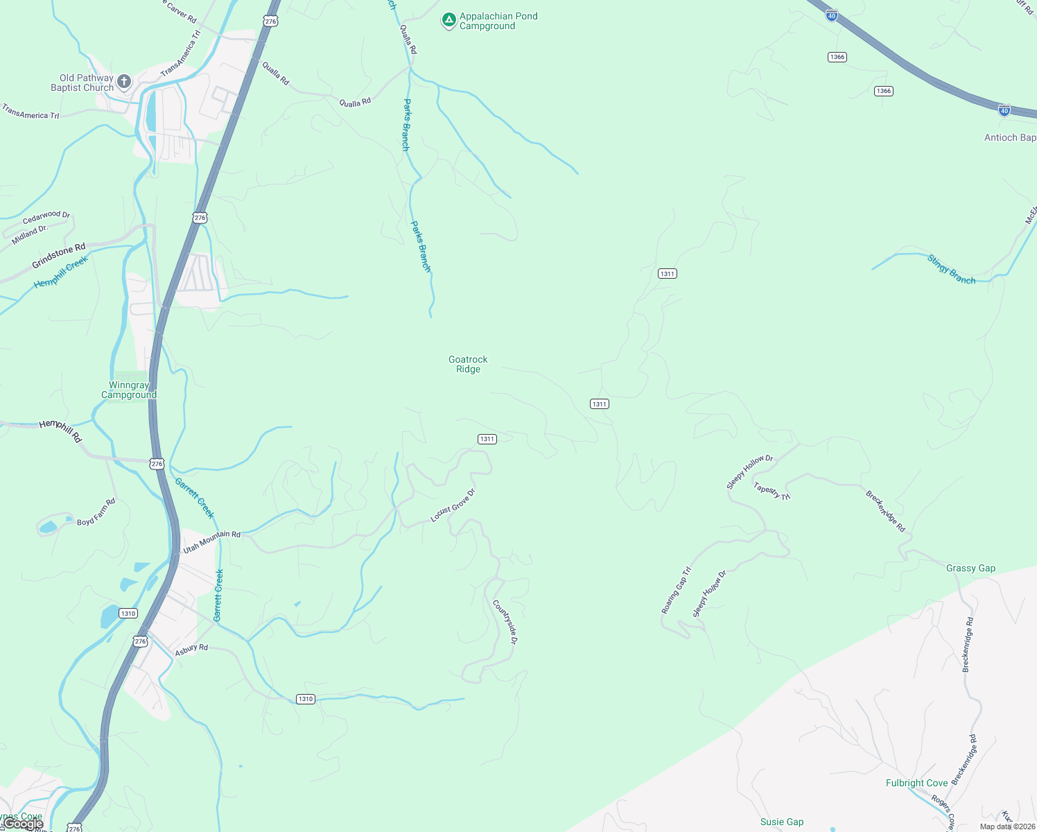 map of restaurants, bars, coffee shops, grocery stores, and more near 208 Tuckaway Road in Waynesville