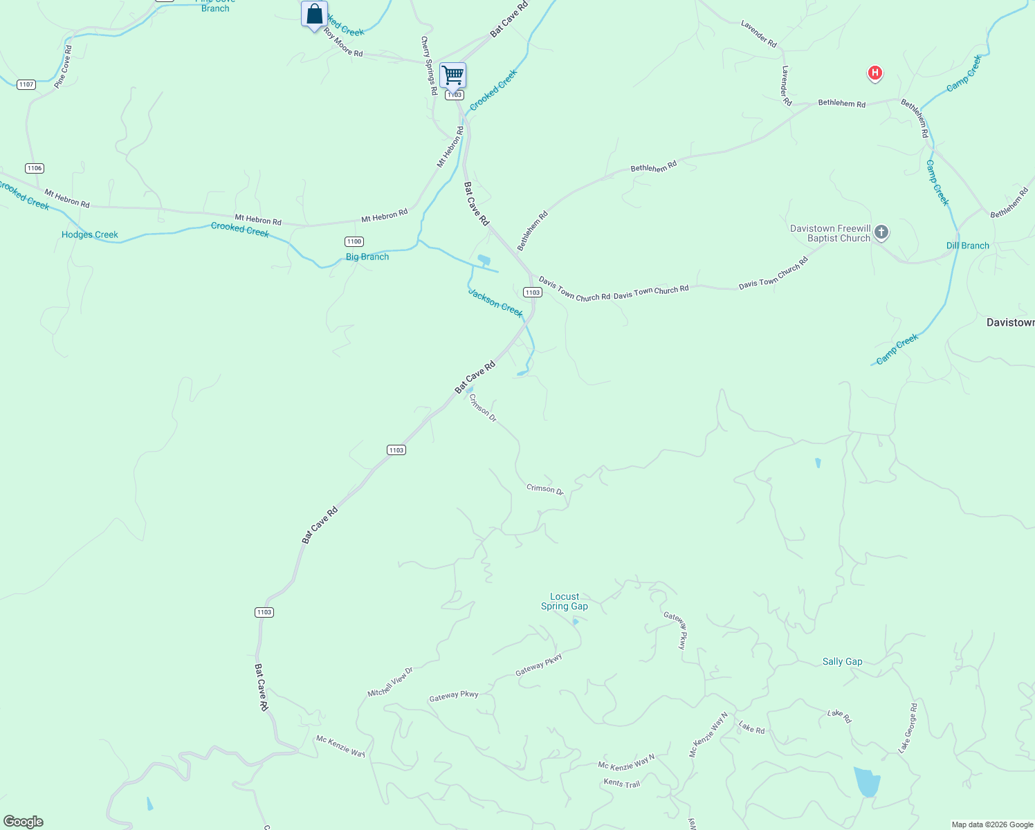 map of restaurants, bars, coffee shops, grocery stores, and more near 215 Brooke Lane in Old Fort