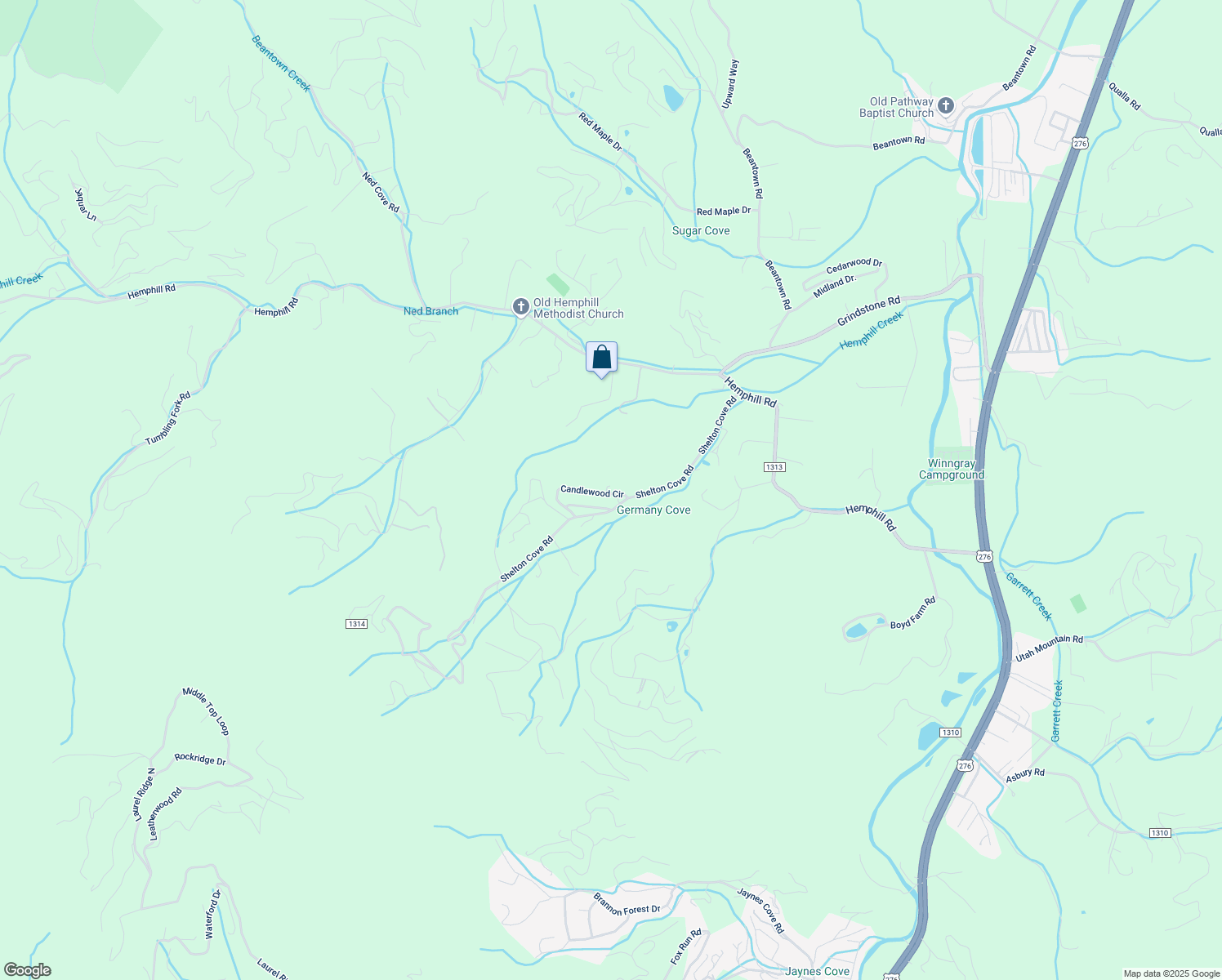 map of restaurants, bars, coffee shops, grocery stores, and more near 70 Candlewood Cir in Waynesville