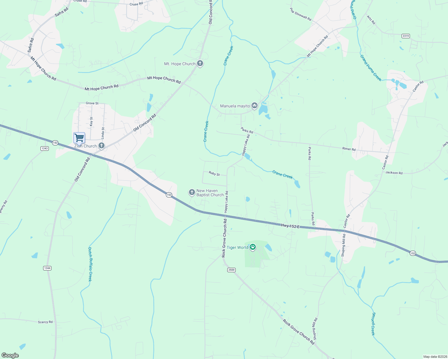 map of restaurants, bars, coffee shops, grocery stores, and more near 260 Happy Lake Rd in Rockwell