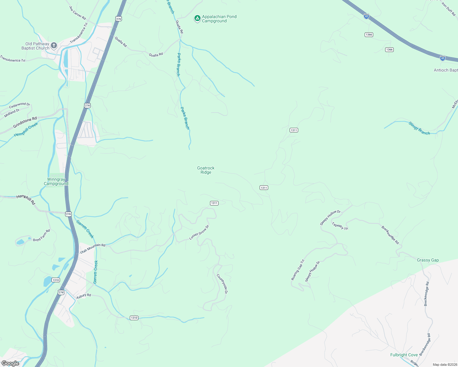 map of restaurants, bars, coffee shops, grocery stores, and more near 208 Tuckaway Road in Waynesville