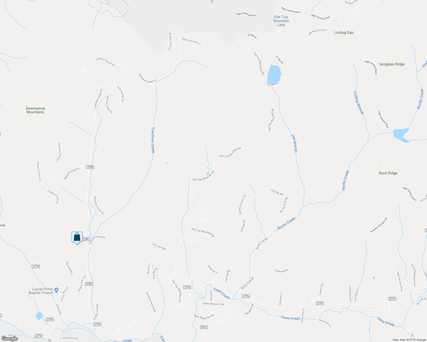 map of restaurants, bars, coffee shops, grocery stores, and more near Flat Top Mountain Road in Fairview