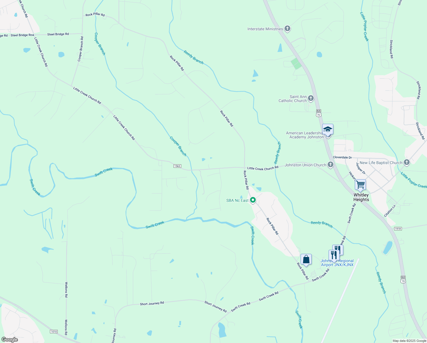map of restaurants, bars, coffee shops, grocery stores, and more near 48 Eagle Pointe Ln in Clayton