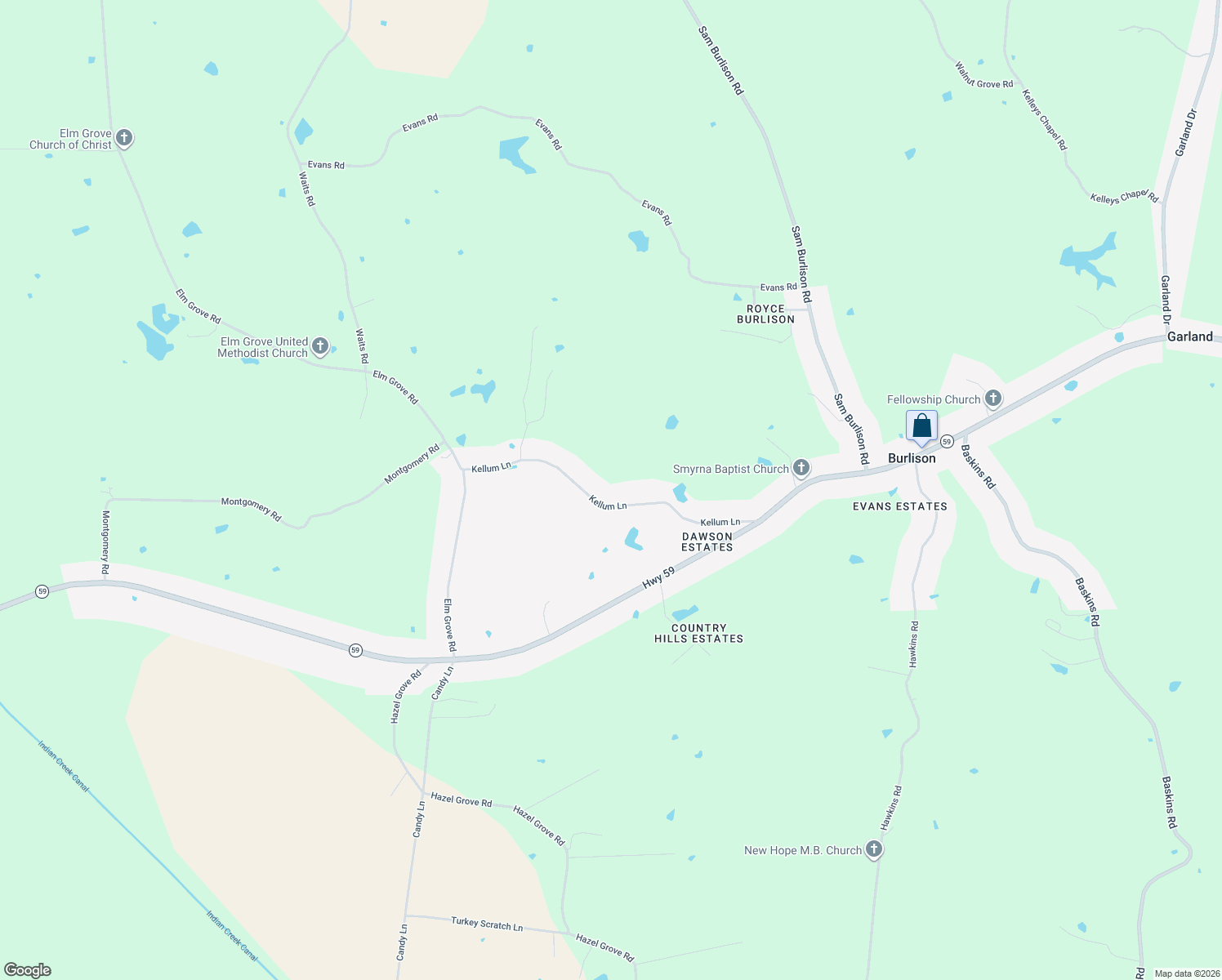 map of restaurants, bars, coffee shops, grocery stores, and more near 492 Kellum Lane in Burlison