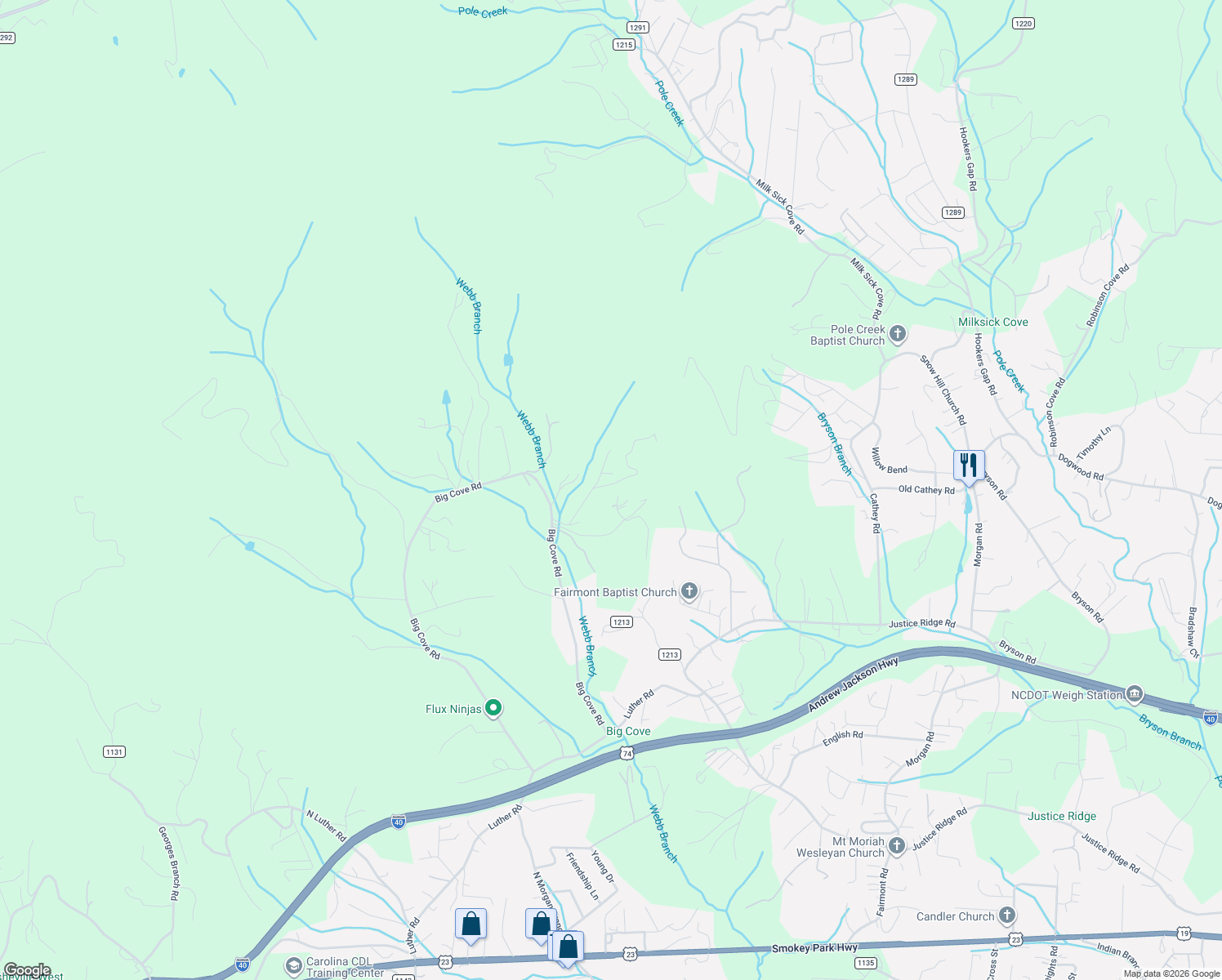 map of restaurants, bars, coffee shops, grocery stores, and more near 37 Creek Run Road in Candler