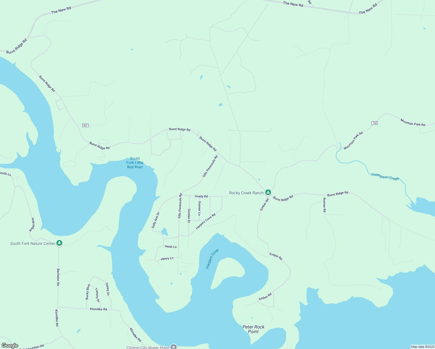 map of restaurants, bars, coffee shops, grocery stores, and more near 5434 Burnt Ridge Road in Shirley