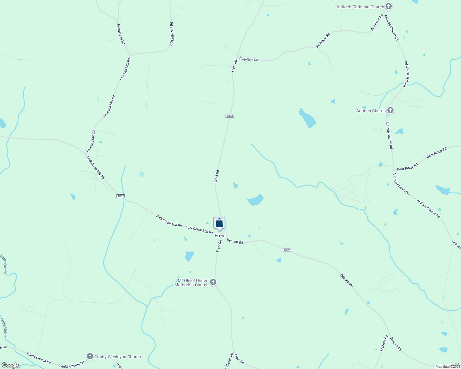 map of restaurants, bars, coffee shops, grocery stores, and more near 7563 Erect Road in Seagrove