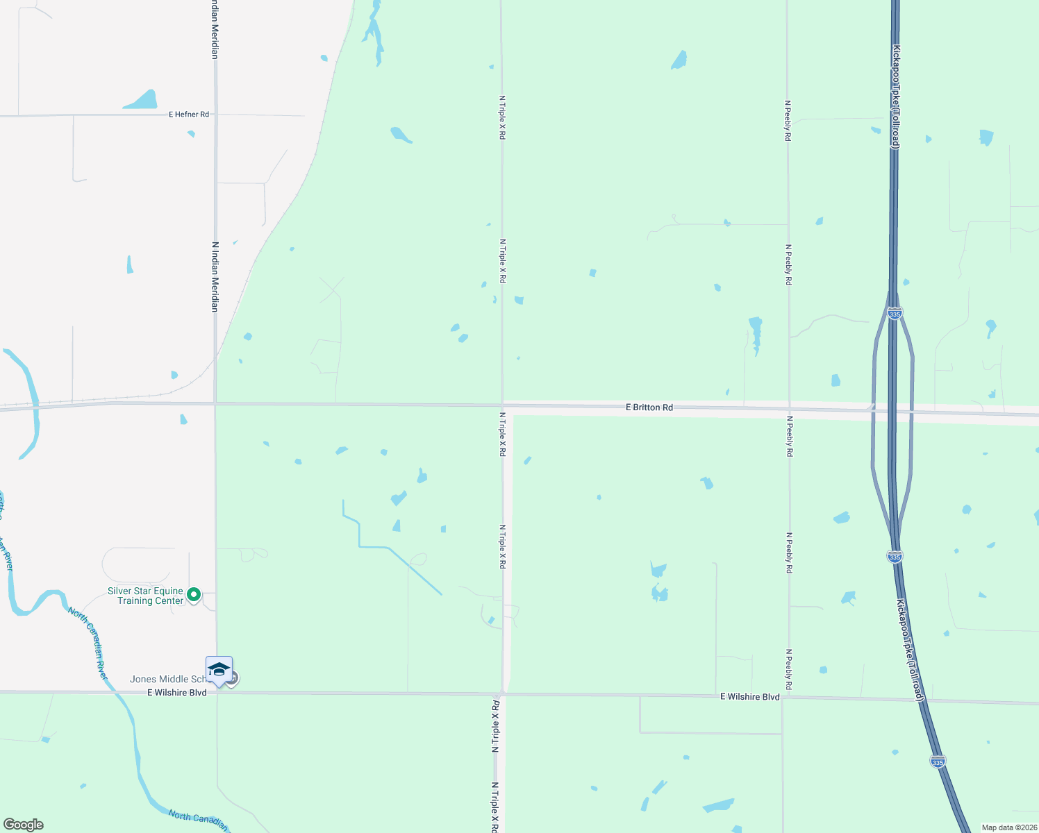 map of restaurants, bars, coffee shops, grocery stores, and more near 17040 East Britton Road in Jones