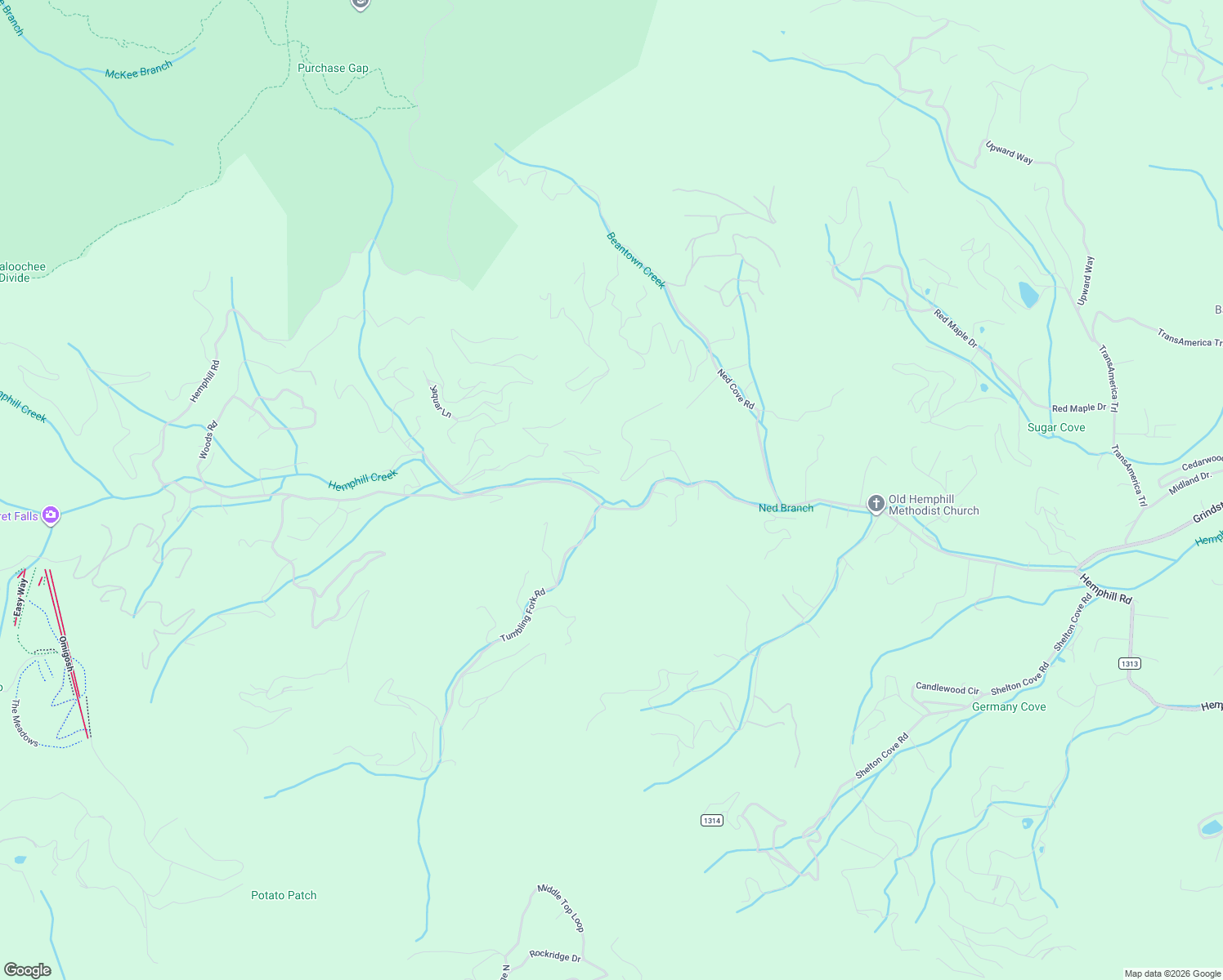 map of restaurants, bars, coffee shops, grocery stores, and more near 307 Roaring Creek Lane in Waynesville
