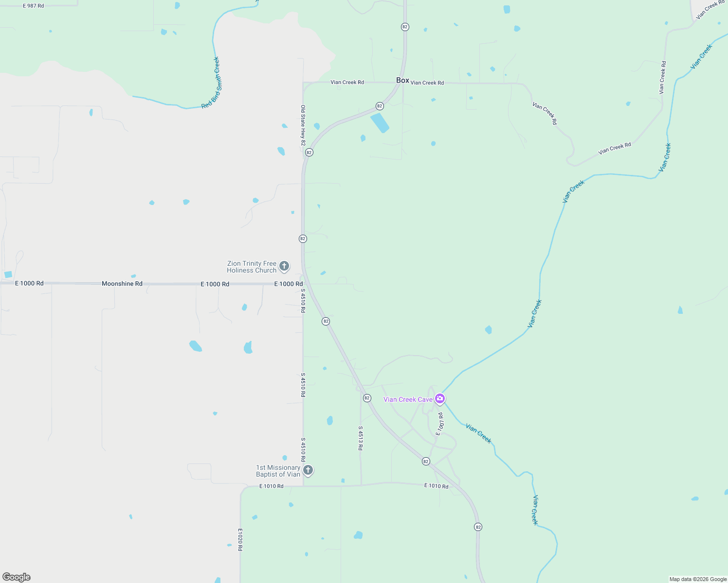 map of restaurants, bars, coffee shops, grocery stores, and more near 453725 East 1000 Road in Vian