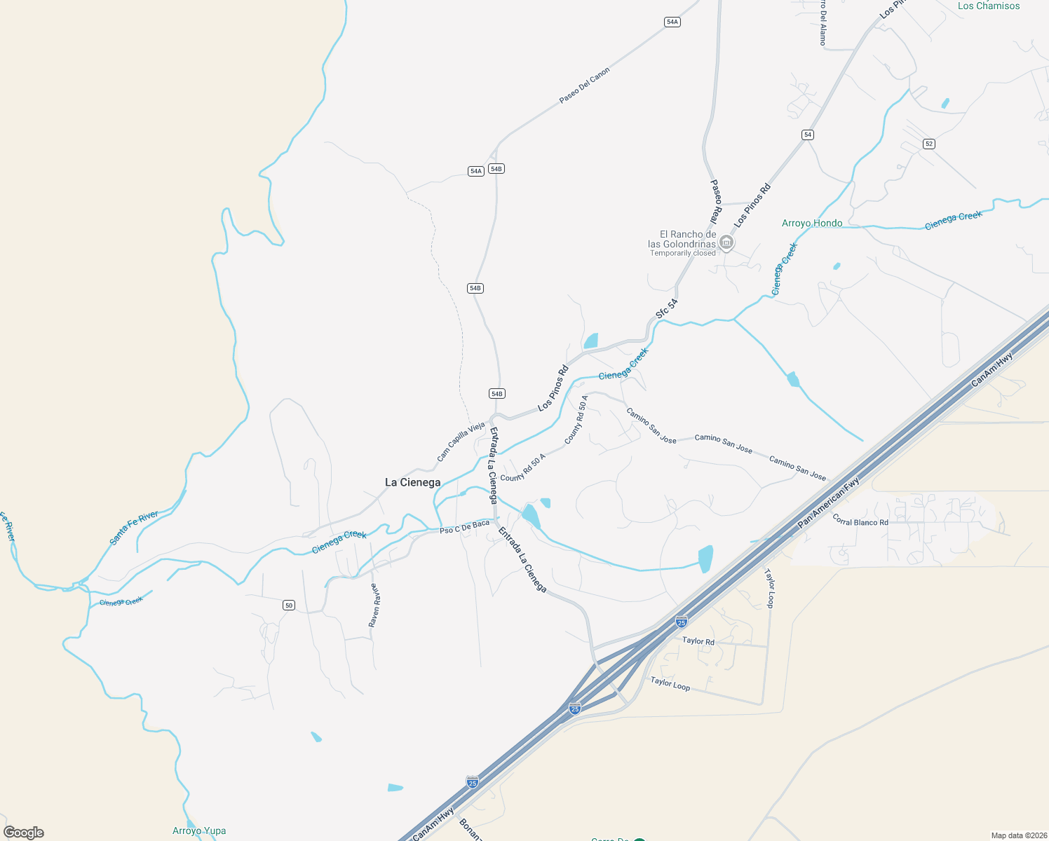 map of restaurants, bars, coffee shops, grocery stores, and more near 424 Los Pinos Road in Santa Fe