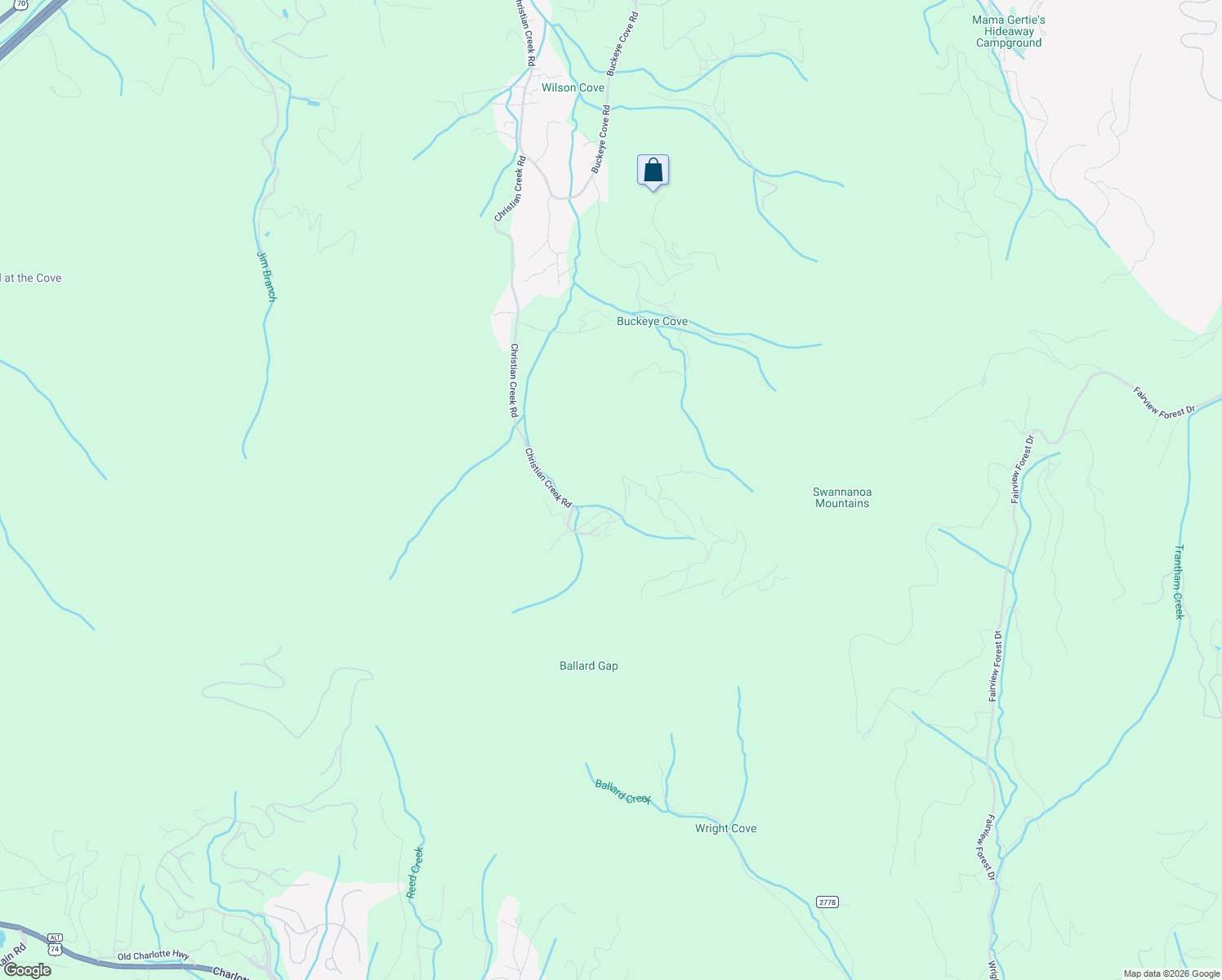 map of restaurants, bars, coffee shops, grocery stores, and more near 78 Bryant Road in Swannanoa