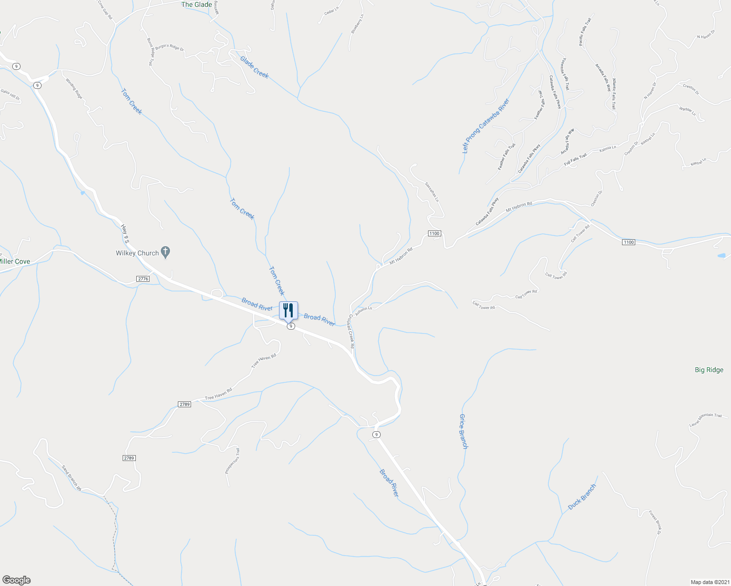map of restaurants, bars, coffee shops, grocery stores, and more near 435 Crooked Creek Road in Black Mountain