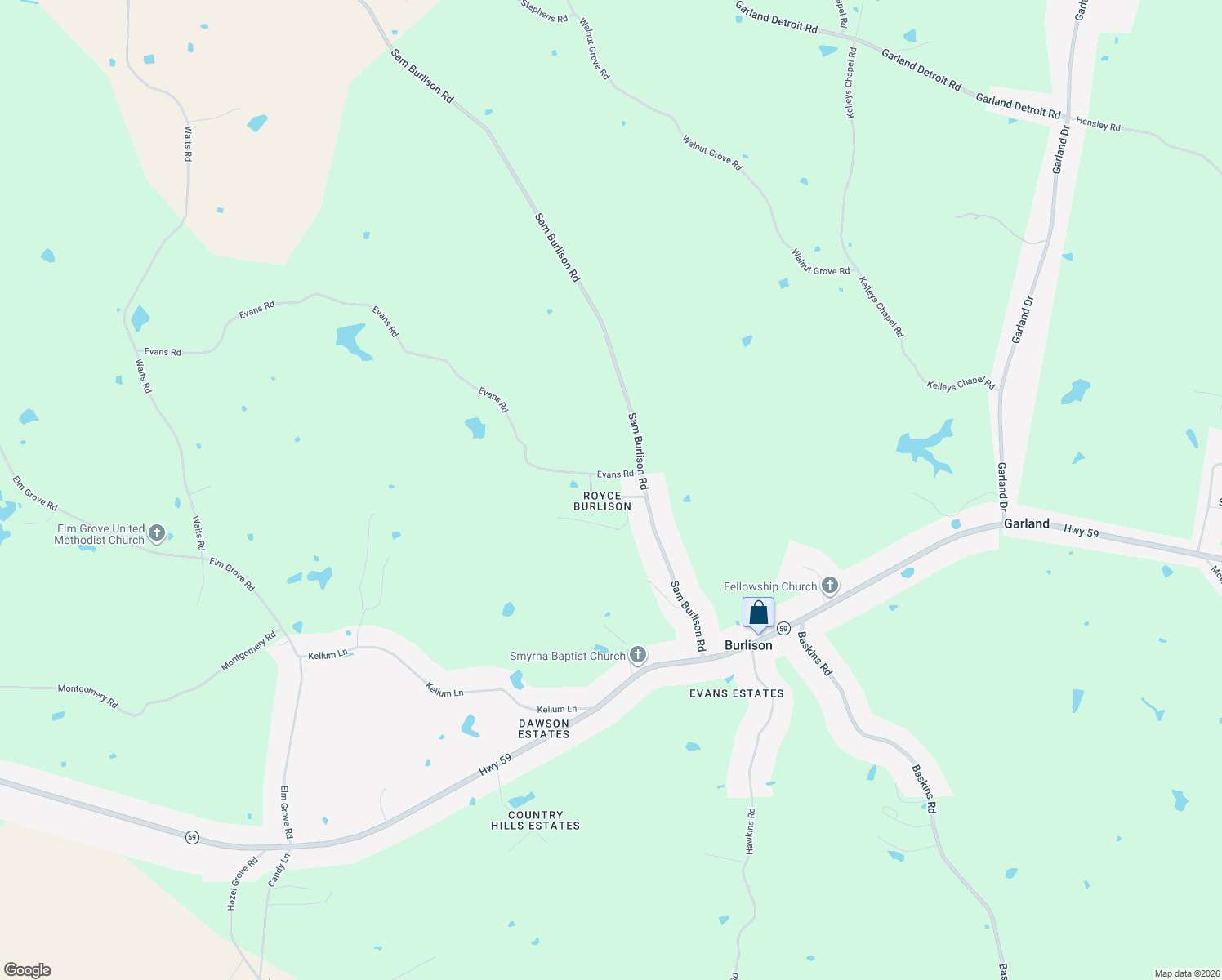 map of restaurants, bars, coffee shops, grocery stores, and more near 104 Michelle Street in Burlison