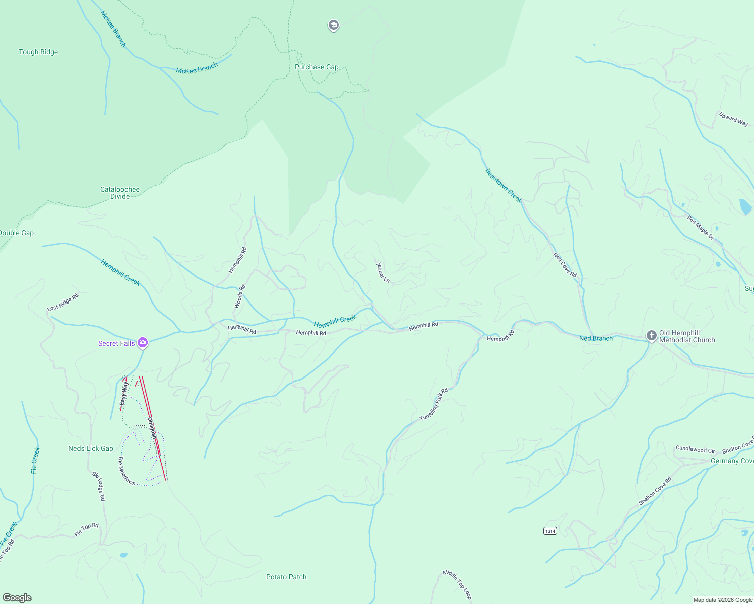 map of restaurants, bars, coffee shops, grocery stores, and more near 44 Serenity Drive in Waynesville