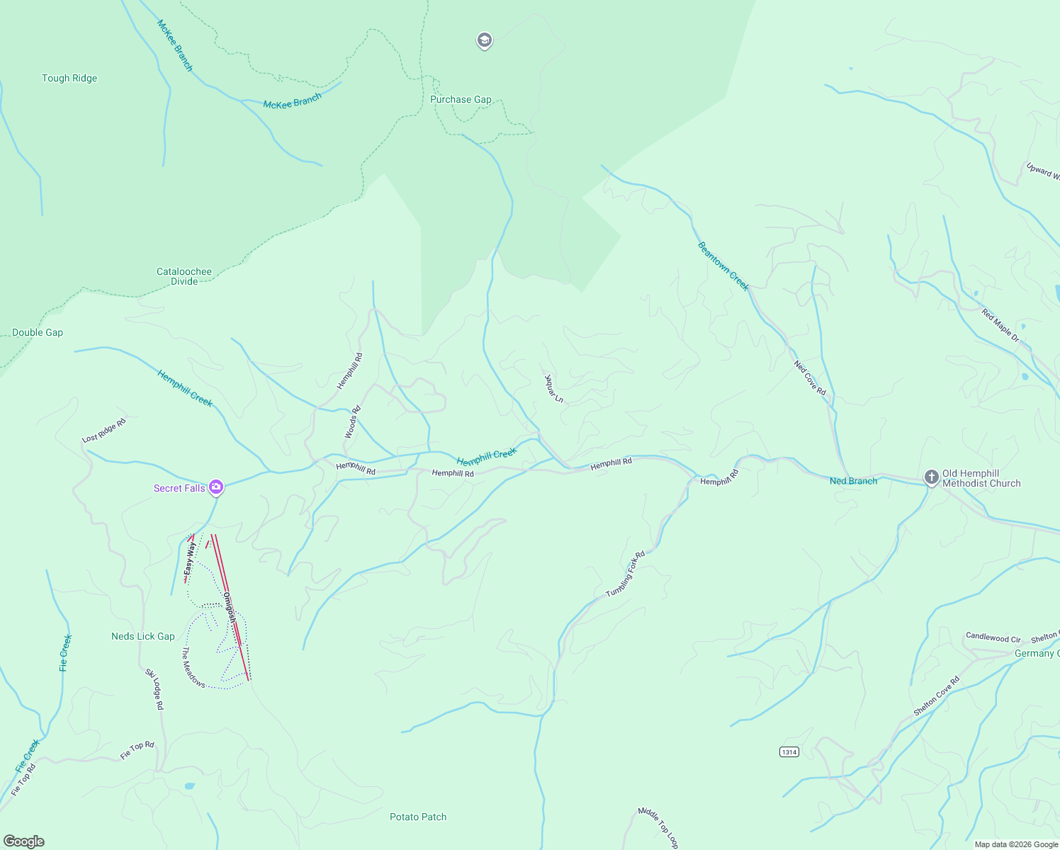 map of restaurants, bars, coffee shops, grocery stores, and more near 44 Serenity Drive in Waynesville