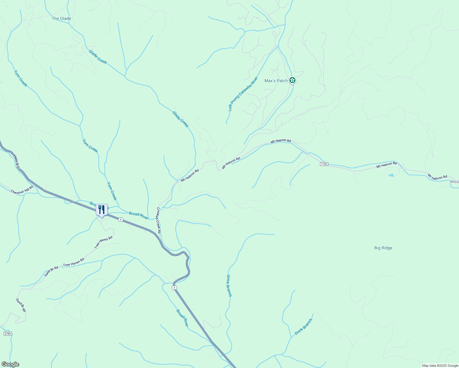map of restaurants, bars, coffee shops, grocery stores, and more near 96 Stone Brook Trail in Black Mountain