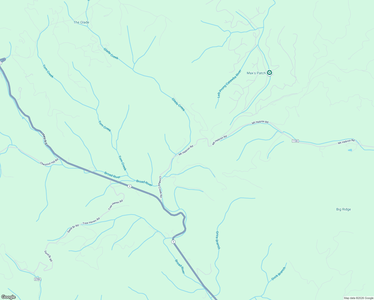 map of restaurants, bars, coffee shops, grocery stores, and more near Mount Hebron Road in Black Mountain