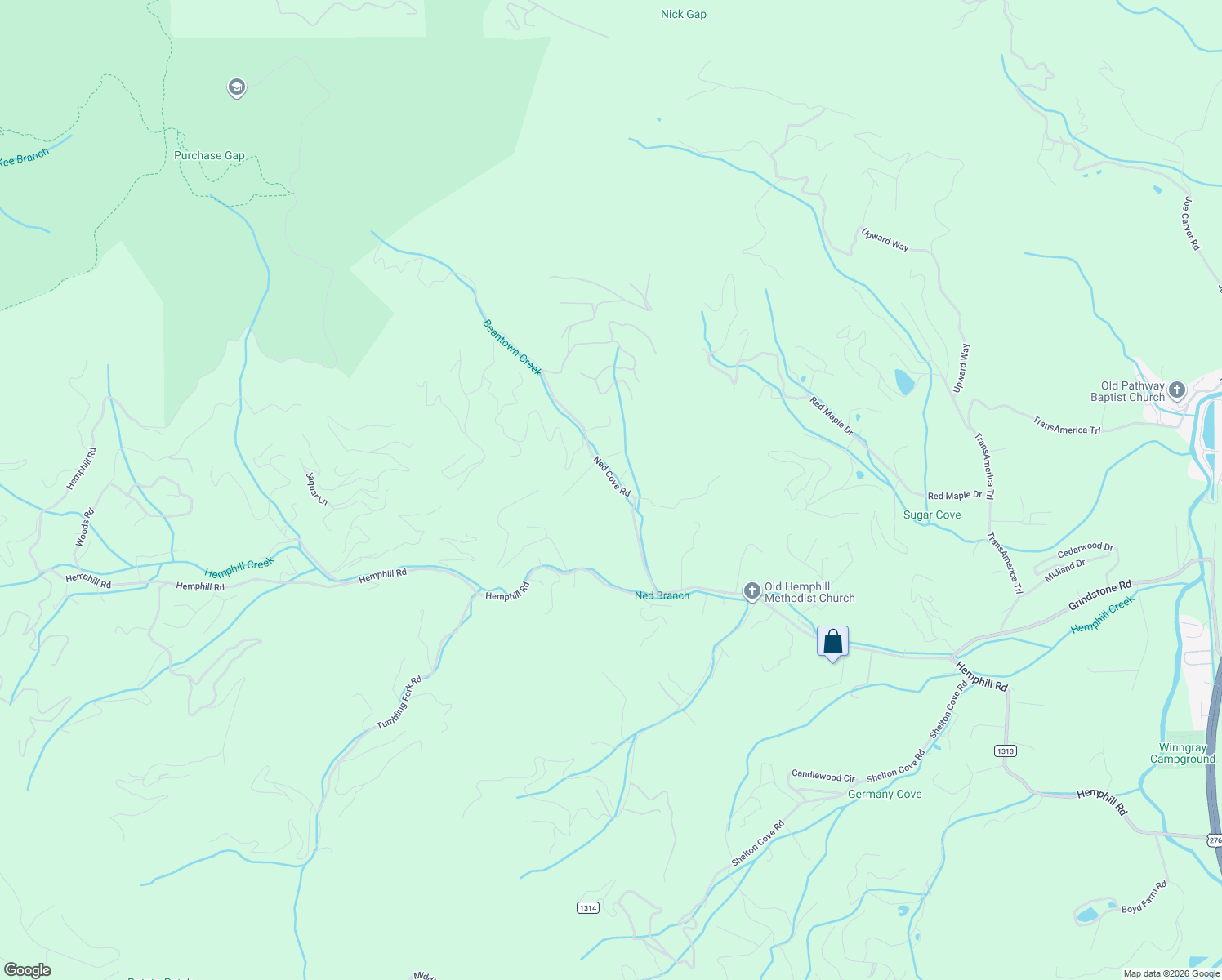 map of restaurants, bars, coffee shops, grocery stores, and more near 38 Dewberry Lane in Waynesville