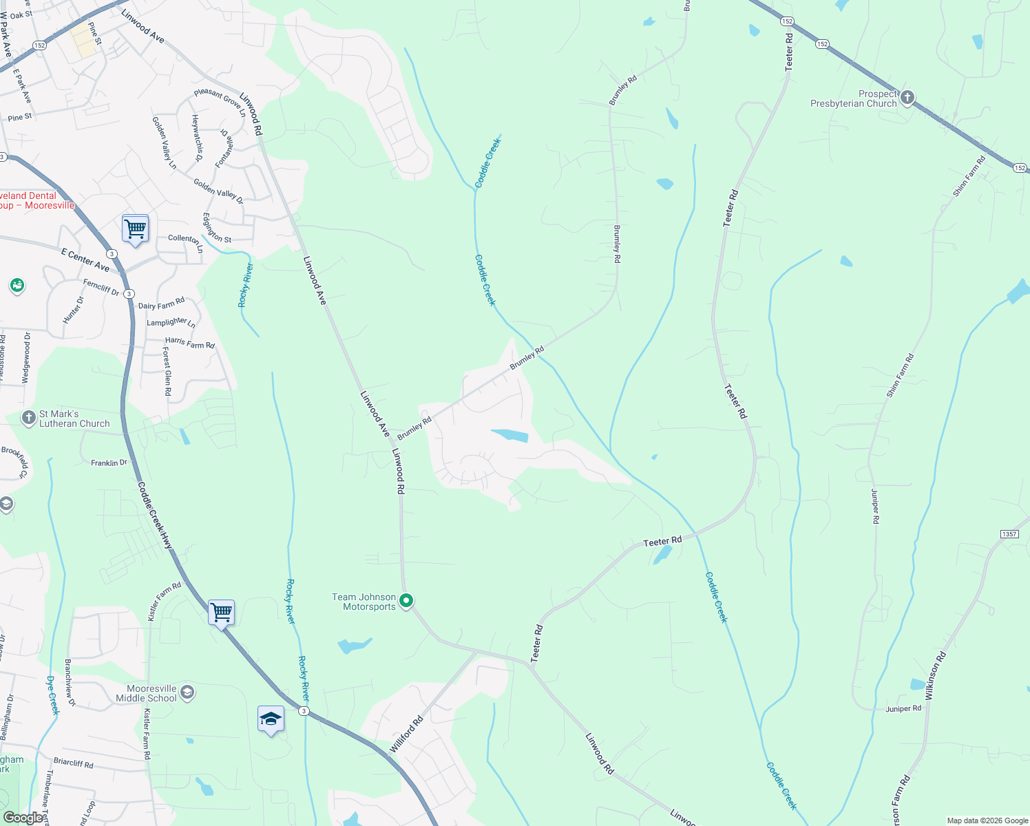 map of restaurants, bars, coffee shops, grocery stores, and more near 132 Lakewind Drive in Mooresville