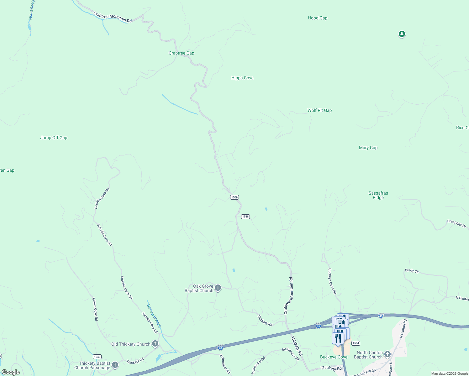 map of restaurants, bars, coffee shops, grocery stores, and more near 43 Denali Oaks Court in Clyde