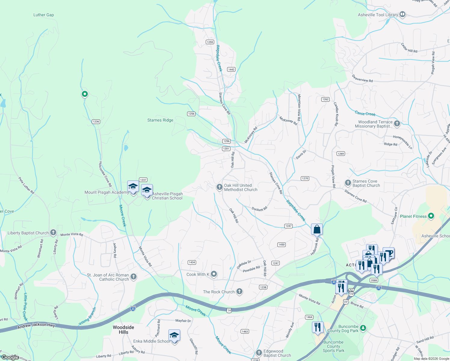 map of restaurants, bars, coffee shops, grocery stores, and more near 6 Lefler Lane in Candler