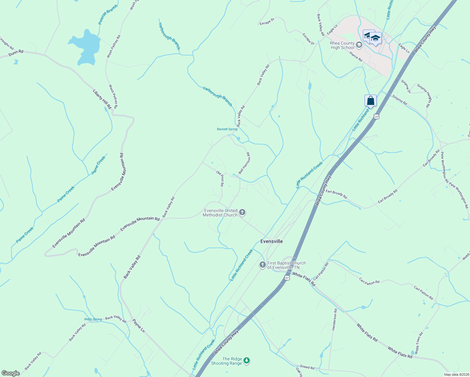 map of restaurants, bars, coffee shops, grocery stores, and more near 247 Bell Harrison Road in Evensville