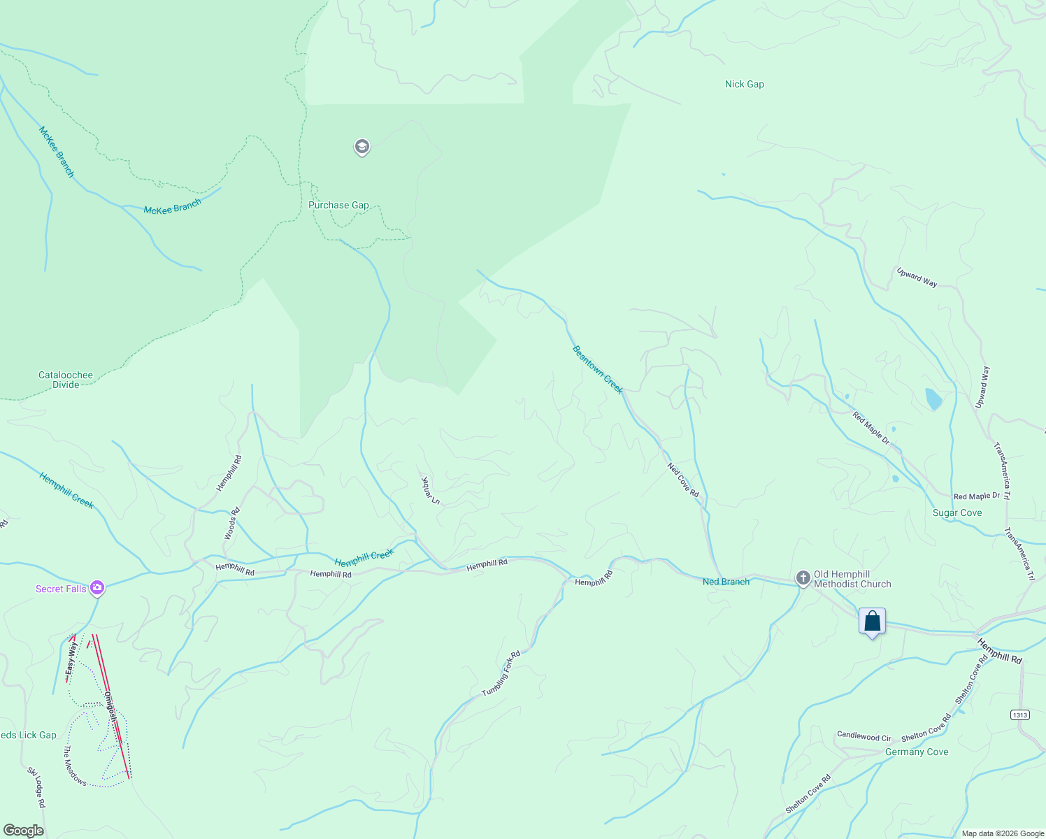 map of restaurants, bars, coffee shops, grocery stores, and more near 111 Dancing Deer Lane in Waynesville