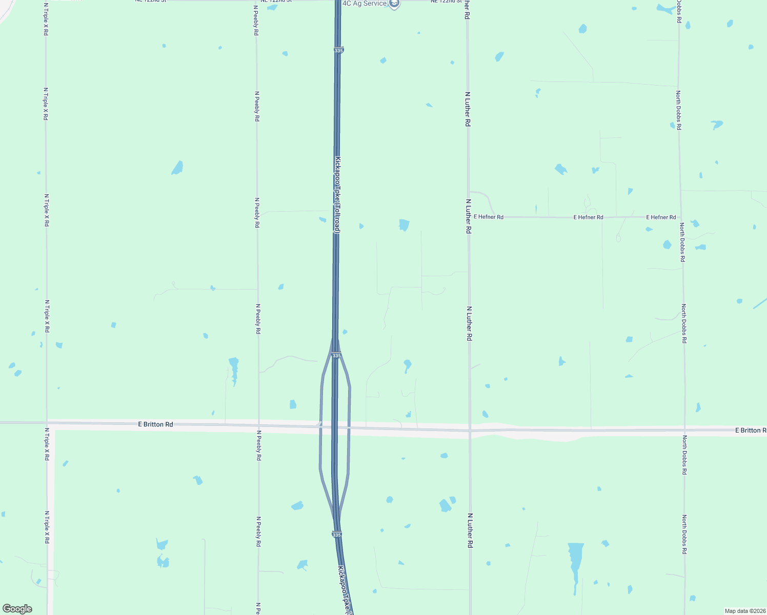 map of restaurants, bars, coffee shops, grocery stores, and more near 18600 Willow Road in Jones